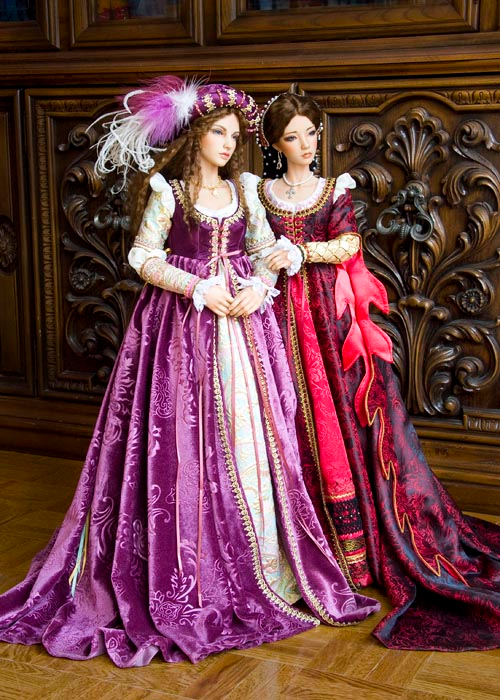 Шарнирные куклы в красивых старинных нарядах. Красивые пышные платья у кукол. Качественная фотосессия кукол