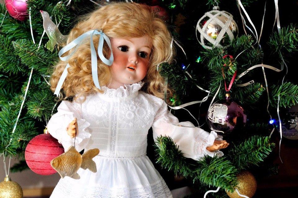 антикварная кукла, старая кукла, антикварная новогодняя кукла, новогодняя игрушка, antique doll