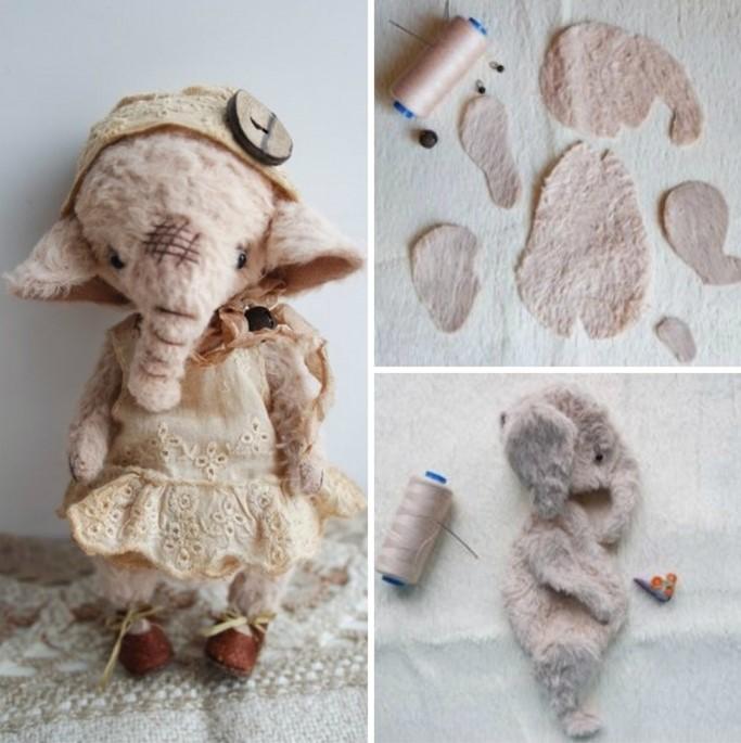 Как сшить игрушку слона тедди, выкройка слона тедди, How to sew a teddy elephant toy, free pattern of a teddy elephant