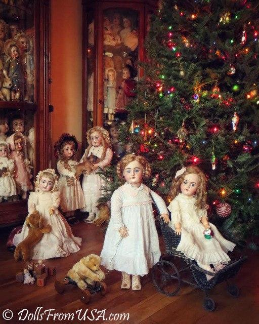 антикварная кукла, старая кукла, антикварная новогодняя кукла, новогодняя игрушка, antique doll