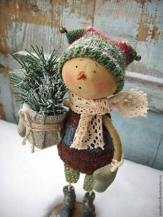 снеговик ручной работы, текстильный снеговик, кукла снеговик своими руками, handmade toy