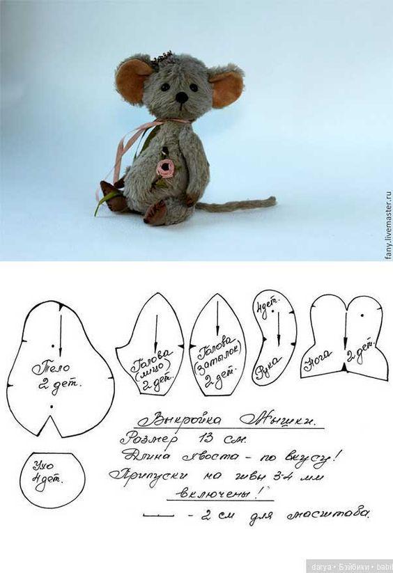 Выкройки игрушечных мышек тедди. Мышь тедди своими руками. Free patterns of toy teddy mice. DIY teddy mouse