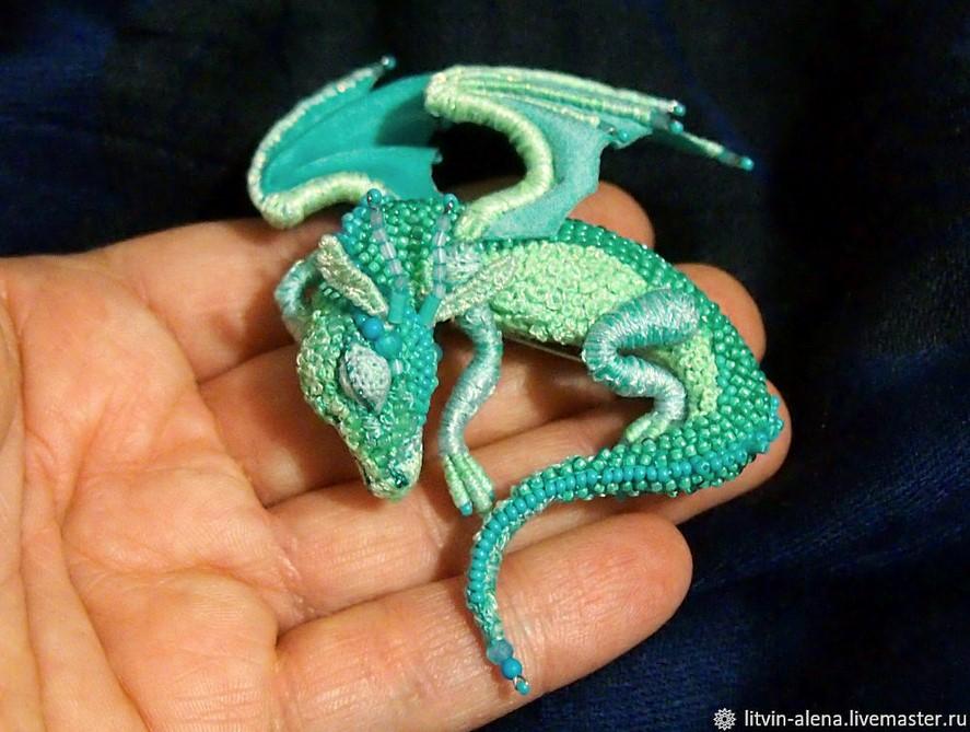 Игрушка дракон ручной работы из бисера, Handmade beaded dragon toy