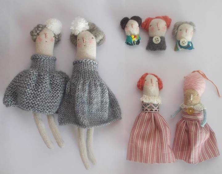 Маленькие текстильные куклы-брошки. Миниатюрные куклы ручной работы. Очень маленькие куклы