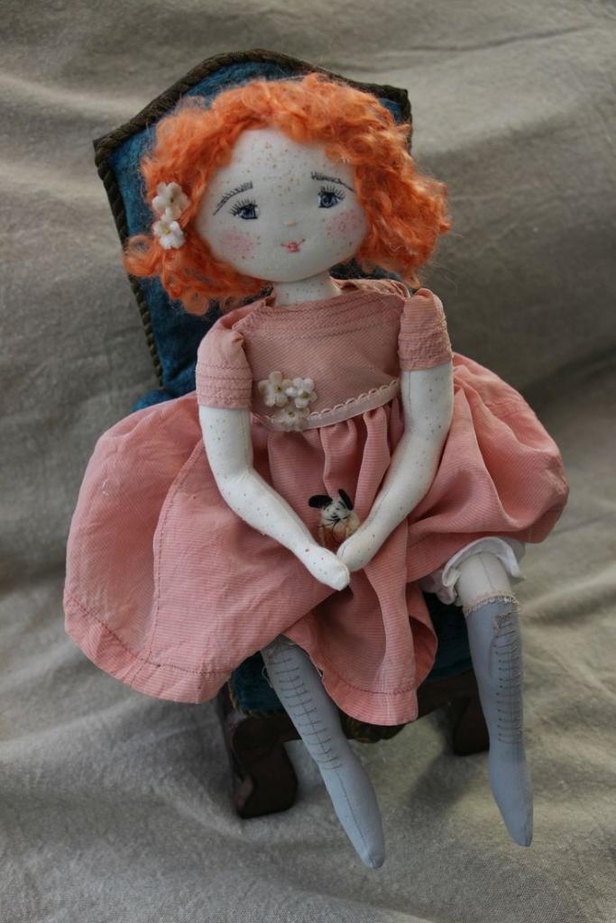 французская кукла, авторская текстильная кукла, кукла ручной работы