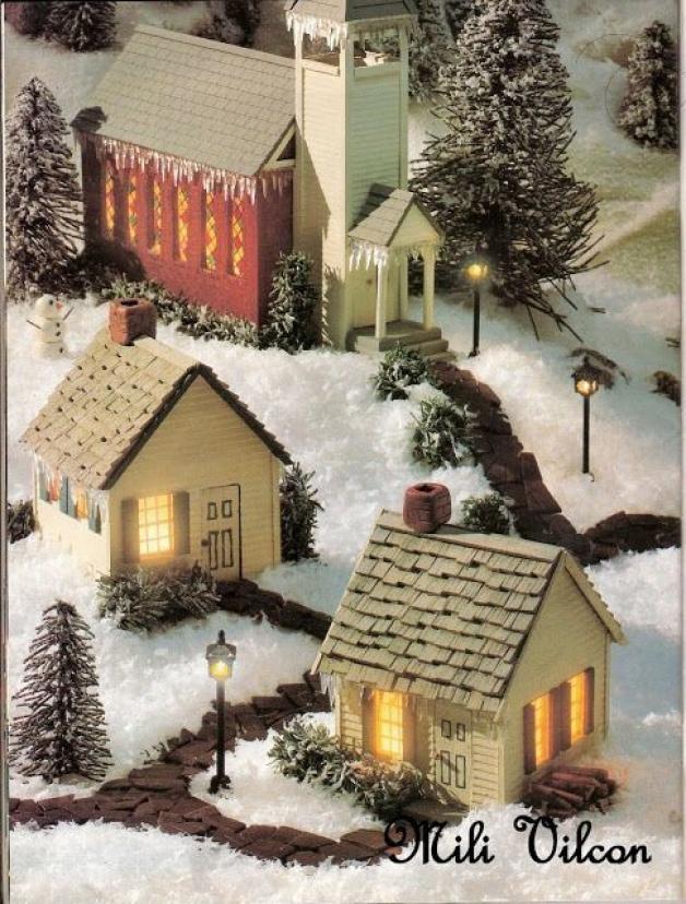 новогодние домики, новогодняя миниатюра, рождественские миниатюрные домики