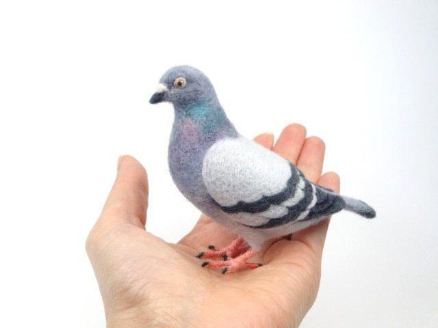 Войлочный голубь ручной работы, Игрушка ручной работы из шерсти, Handmade pigeon felt, Handmade toy Bird