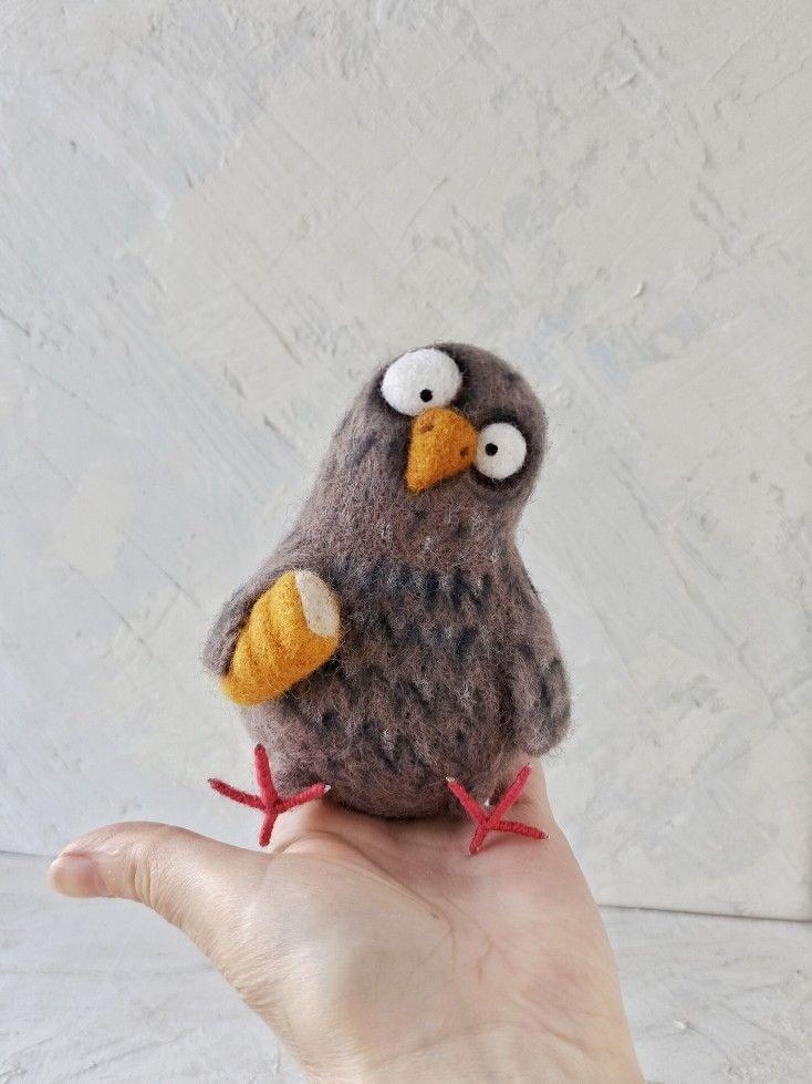 Войлочный голубь ручной работы, Игрушка ручной работы из шерсти, Handmade pigeon felt, Handmade toy Bird