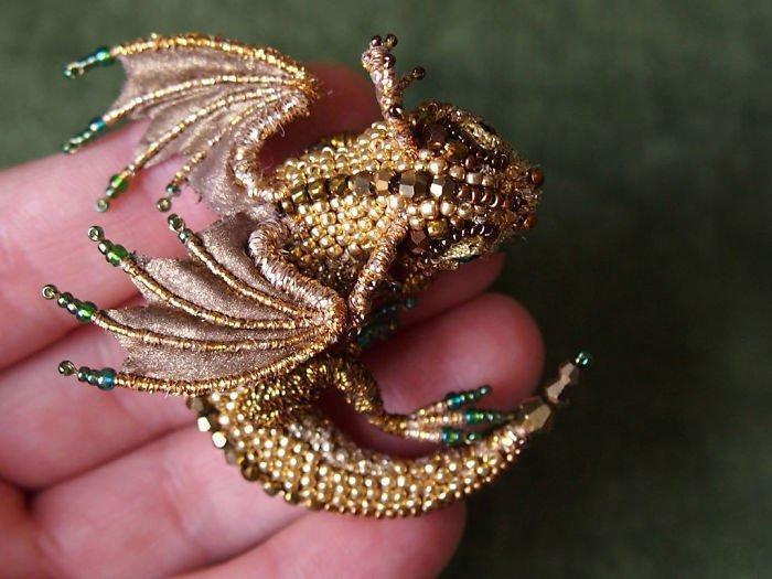 Игрушка дракон ручной работы из бисера, Handmade beaded dragon toy