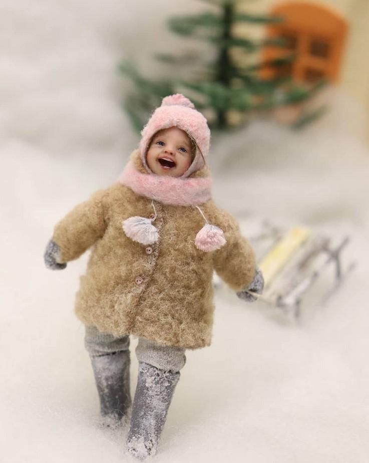 миниатюра из полимерной глины,  кукла ручной работы, miniature, Artdoll,  doll miniature, интерьерная кукла, коллекционная кукла, игрушка на елку, кукла ребенок, миниатюрная кукла, елочная игрушка, ватная игрушка, новогодний подарок, новогоднее настроение, новогодний декор,  Christmas doll, Christmas toy, handmade Christmas toy, Christmas mood, Christmas decor