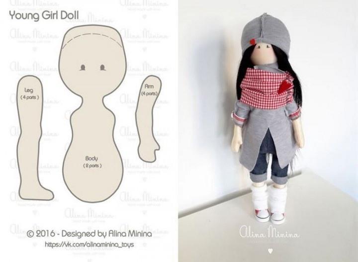 Выкройка текстильной куклы, handmade doll, fabric doll, textile doll, free doll pattern