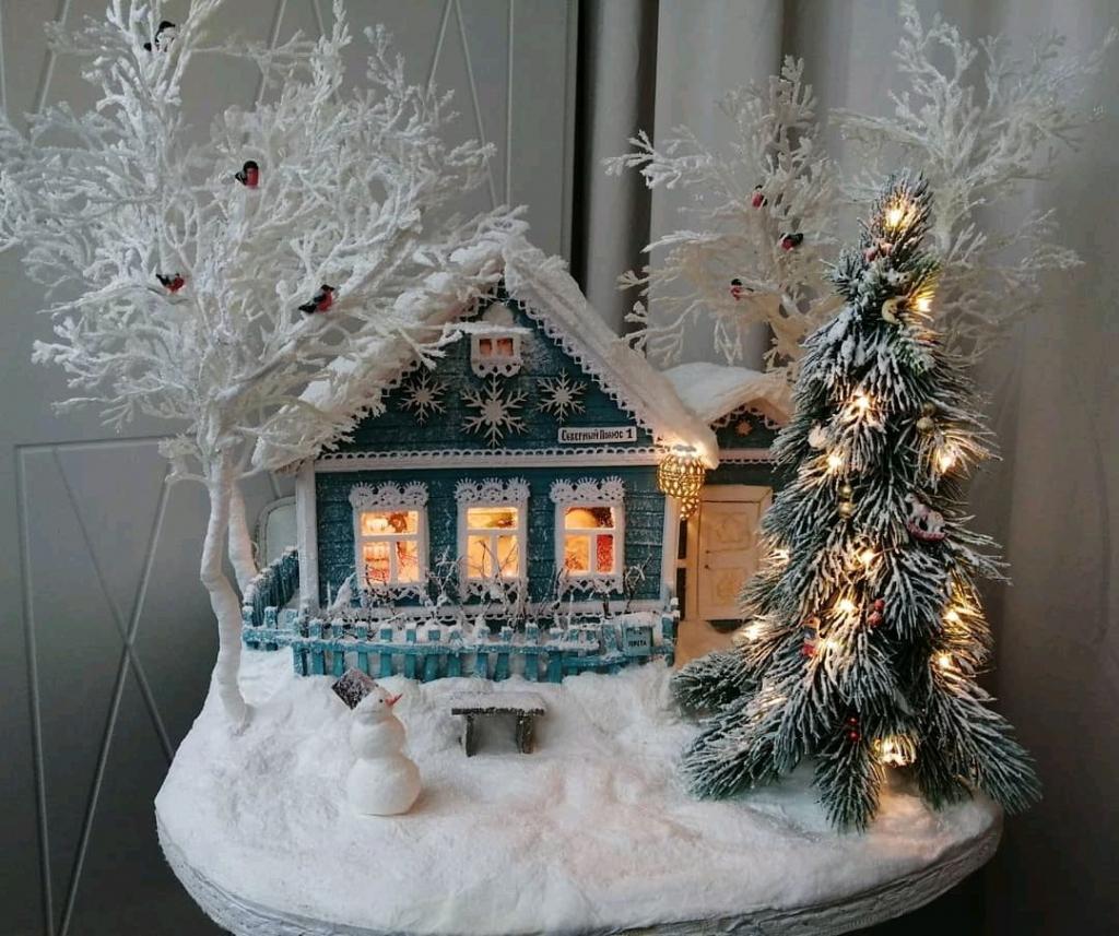 миниатюра, румбокс, игрушечный зимний домик, зимний декор, рождественский декор, miniature, roombox, toy winter house, winter decor, christmas decor