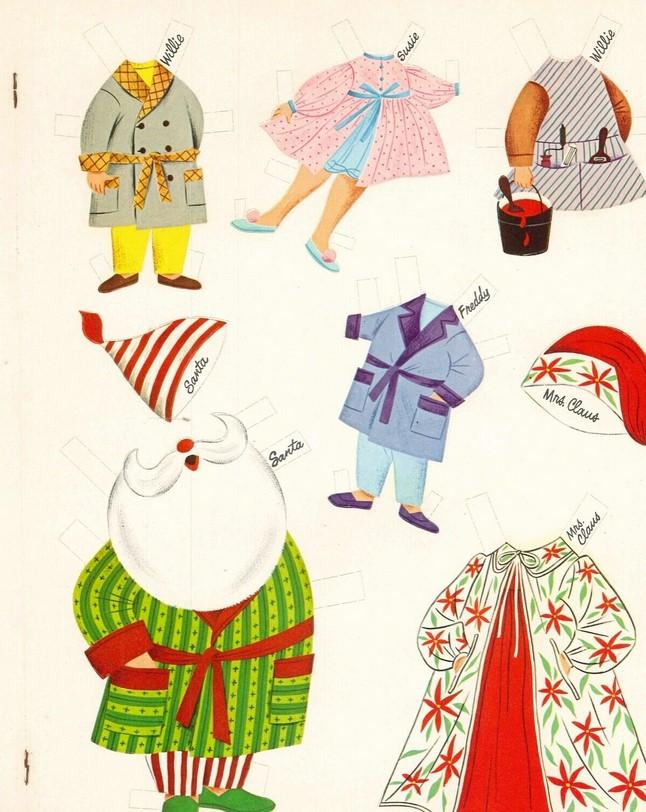 Рождественская винтажная бумажная кукла, Christmas vintage paper doll