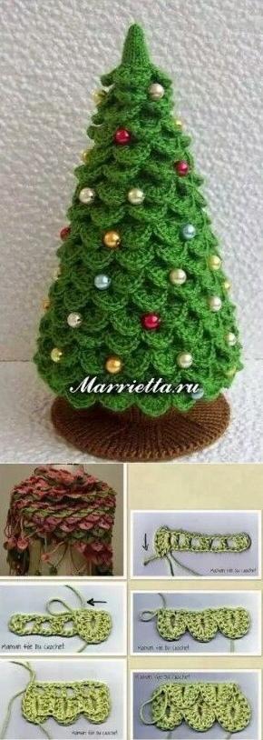 вязаная елка своими руками, knitted christmas tree